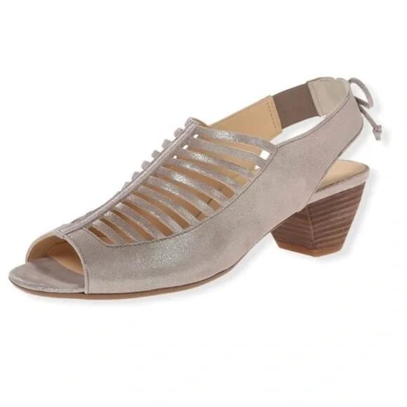 NWOB Paul Green Slingback Trisha Suede Sandal Gold Cut Out Open Toe 7.5 UK 10 US - Picture 1 of 8